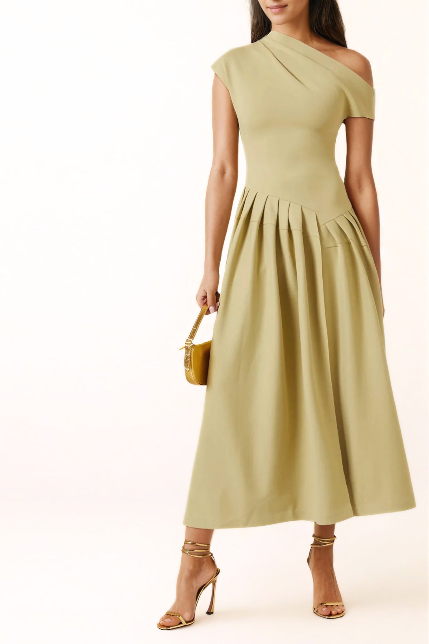 Robe Midi Asymétrique Avec Épaule Dénudée Pour Femme | Idéal Pour Soirées Et Événements