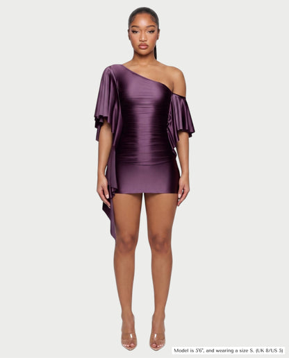 Robe Mini Asymétrique À Épaule Dénudée Avec Détail Drapé Pour Femme | Idéale Pour Les Occasions en Soirée
