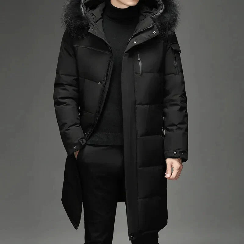 Parka Longue avec Capuche Ajustable pour Homme | Idéale pour Temps Froid en Extérieur