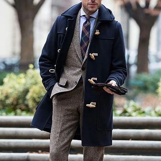 Manteau Long avec Fermetures Brandebourg et Capuche pour Homme | Idéal pour l’Hiver