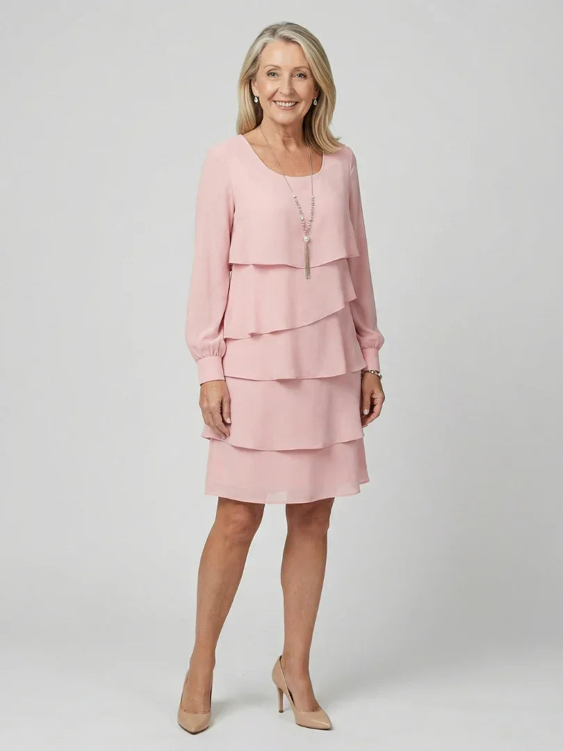 Robe midi à volants superposés pour femmes