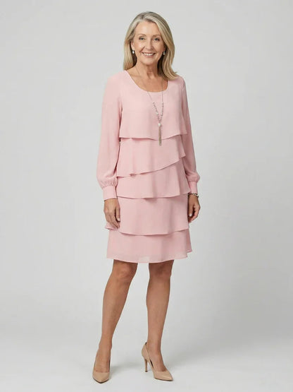 Robe midi à volants superposés pour femmes