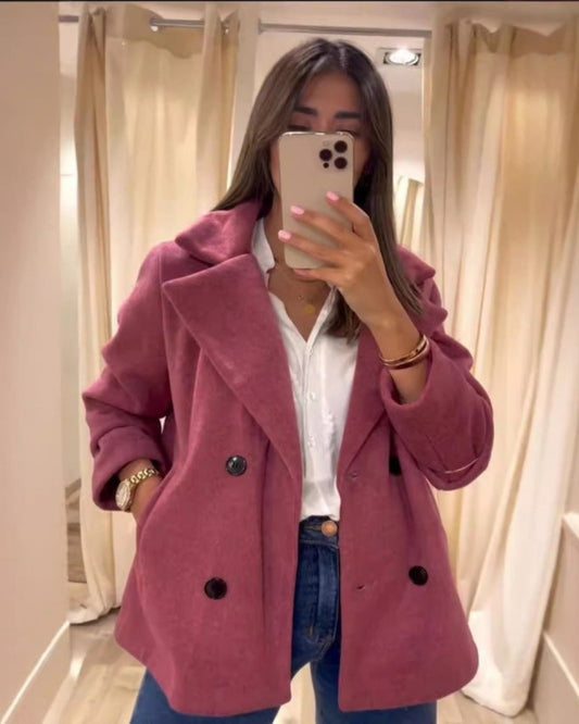 Manteau À Double Boutonnage avec Col Revers pour Femme | Idéal pour L’Automne Et L’Hiver