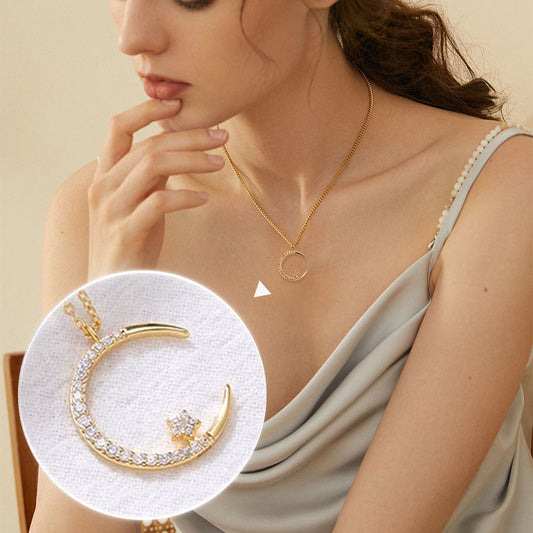Collier avec Pendentif Lune Et Étoile pour Femme | Idéal pour Les Occasions Spéciales