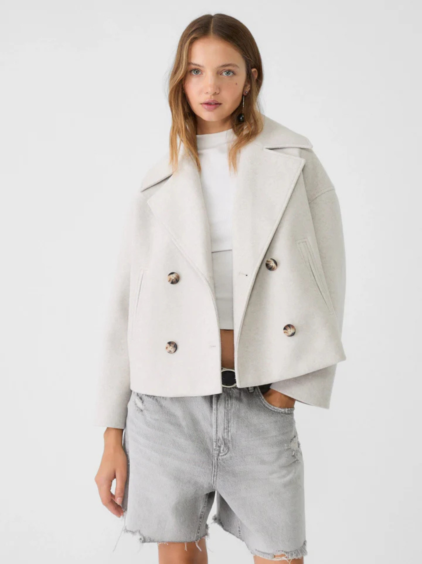 Veste courte croisée à col cranté pour femme | Idéal pour l’automne et le quotidien