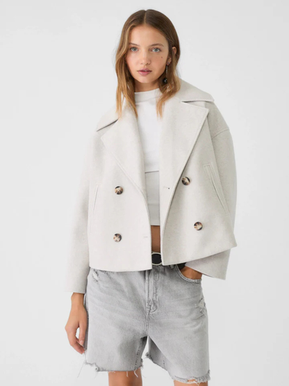Veste courte croisée à col cranté pour femme | Idéal pour l’automne et le quotidien