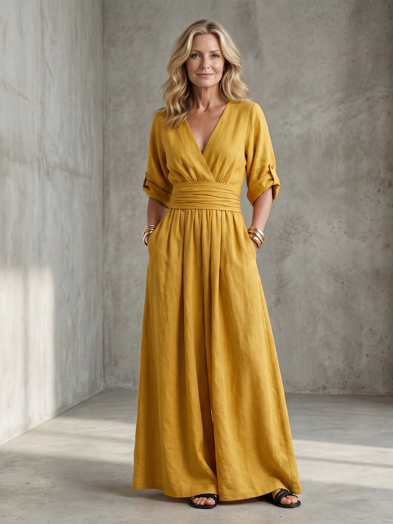 Combinaison croisée jambe large pour femmes