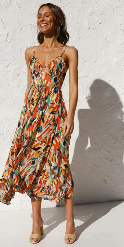 Robe Colorée avec Col Rond pour Femmes | Idéale pour l’Été et les Sorties en Soirée