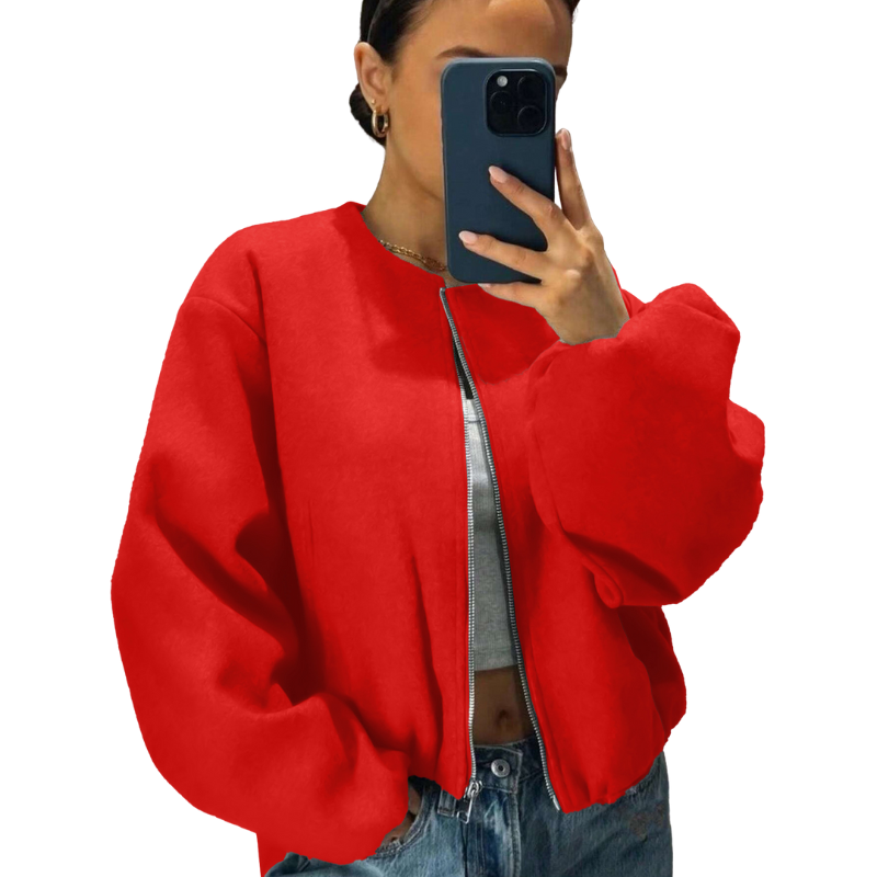 Veste Bomber Relaxée Avec Fermeture Zippée Pour Femme | Idéale Pour Les Activités Décontractées Et La Mi-Saison