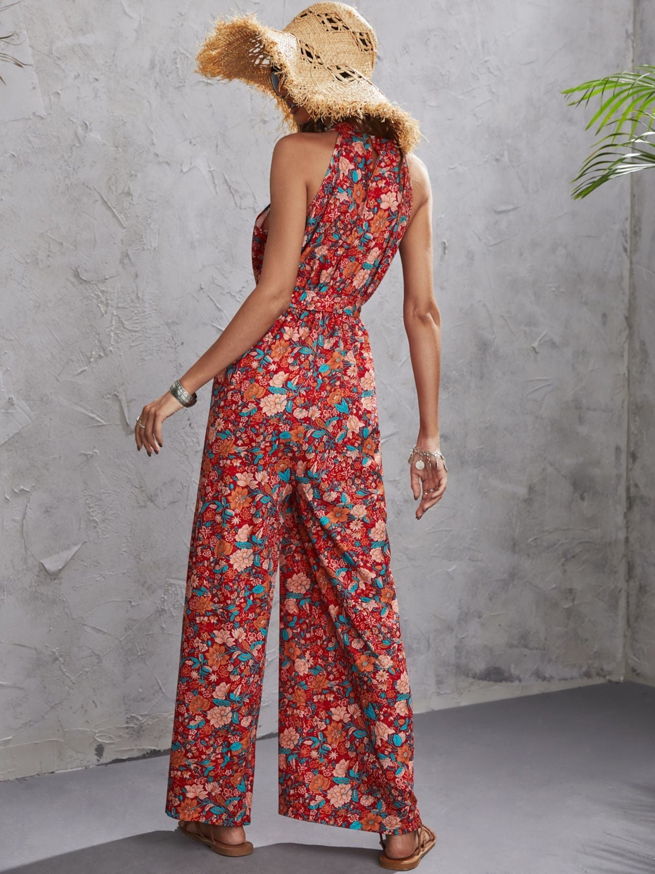 Combinaison Fleurie Avec Col Halter Pour Femme | Idéal Pour Sorties Et Usage Quotidien