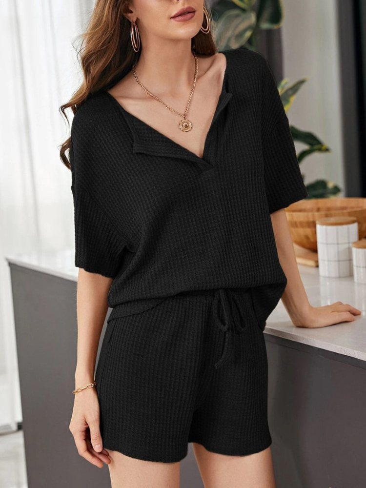 Ensemble Haut Manches Courtes Et Short Large Pour Femme | Idéal Pour Usage Quotidien Et Décontracté