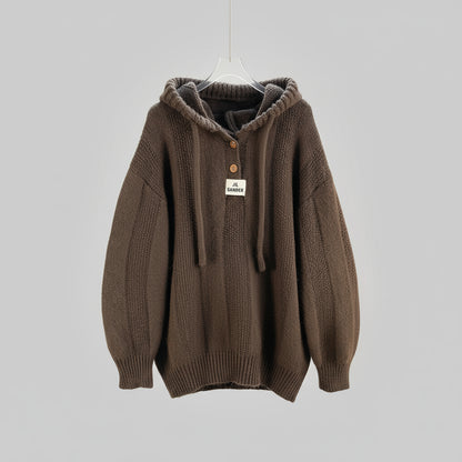 Pull En Maille À Capuche avec Patte De Boutonnage pour Adultes | Idéal pour Les Journées Décontractées