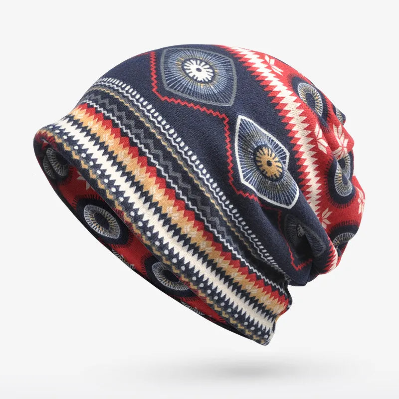 Bonnet à motif géométrique pour femme | idéal pour les sorties en automne