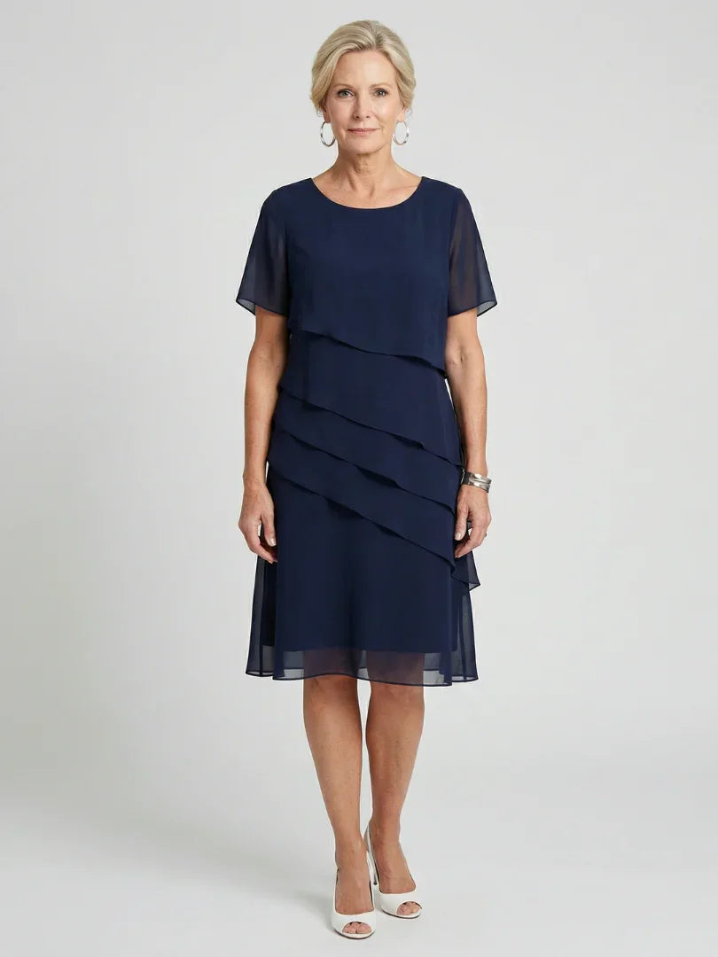 Robe À Superpositions Avec Col Rond Et Manches Courtes Pour Femme | Idéale Pour Toutes Les Saisons