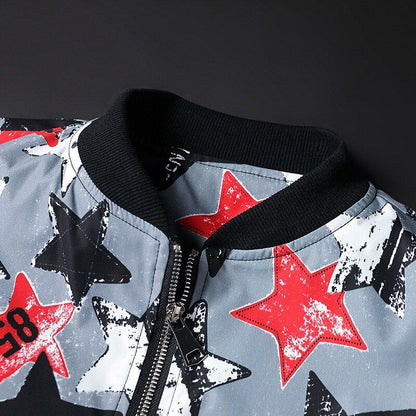 Blouson Bomber avec Imprimé Abstrait et Fermeture Zippée pour Homme | Idéal pour les Tenues Décontractées et Quotidiennes