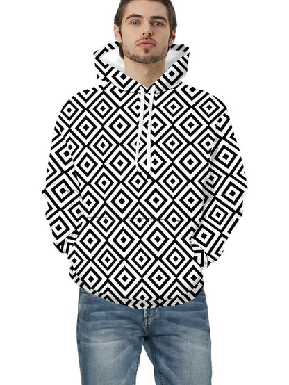 Sweat à Capuche avec Motif Géométrique pour Homme | Idéal pour les Activités Décontractées