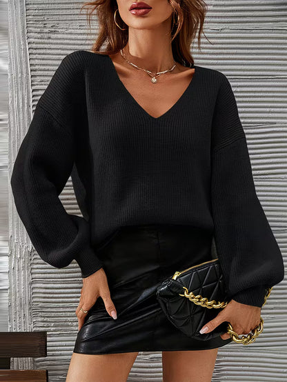 Pull À Col V Avec Coupe Ample Et Épaules Tombantes Pour Femme | Idéal Pour Toutes Les Saisons