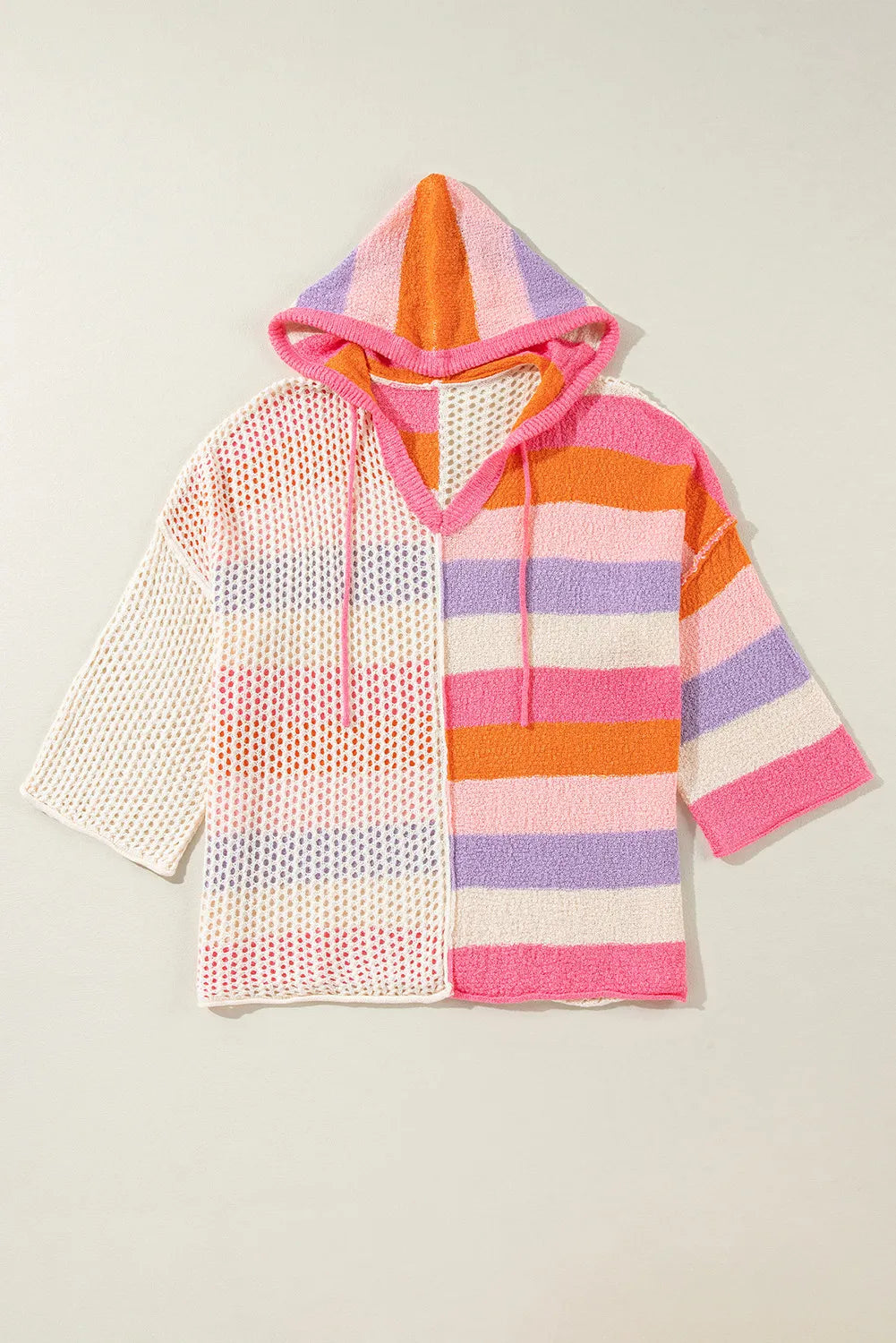 Pull À Capuche avec Motif Rayé Et Coupe Asymétrique pour Femmes | Idéal pour La Mi-Saison