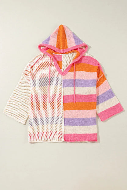Pull À Capuche avec Motif Rayé Et Coupe Asymétrique pour Femmes | Idéal pour La Mi-Saison