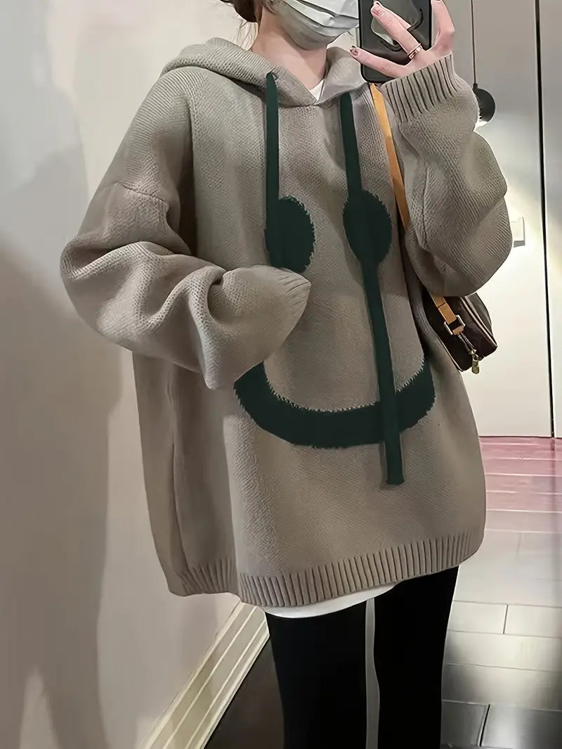 Hoodie à Manches Longues avec Motif Sourire pour Adultes | Idéal pour un Usage Quotidien