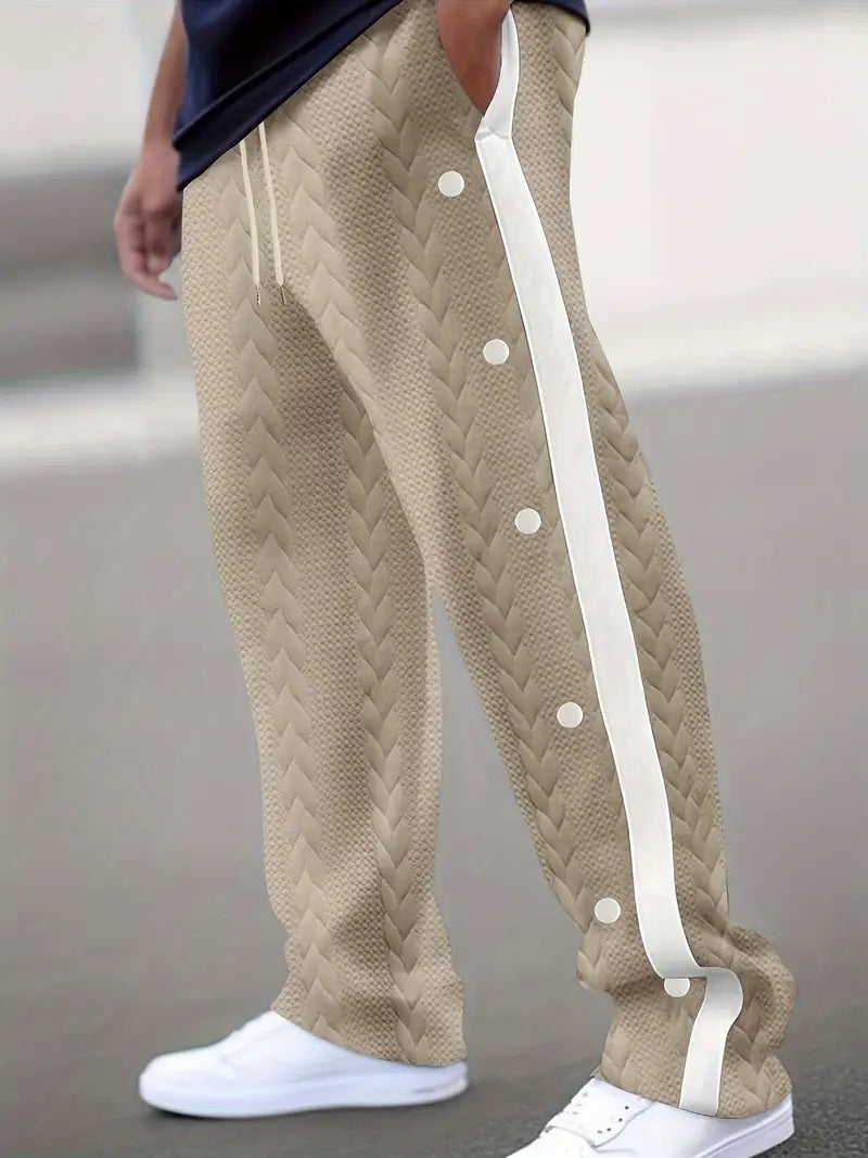 Pantalon Large avec Boutons Latéraux et Taille à Cordon pour Homme | Idéal pour un Usage Quotidien