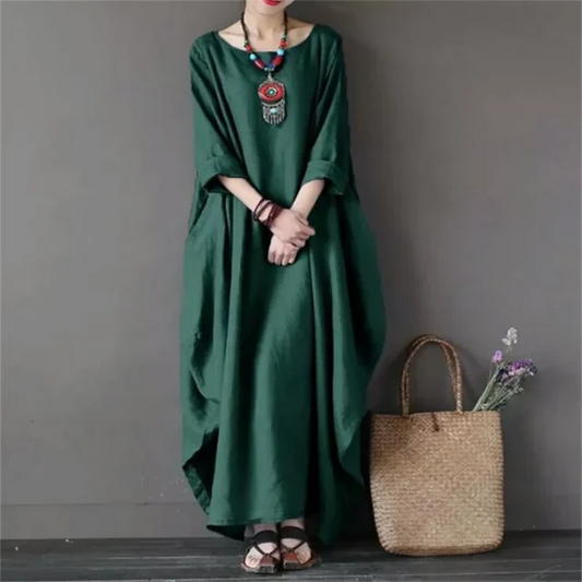 Robe Longue Verte à Coupe Décontractée pour Femme | Idéale pour l’Été