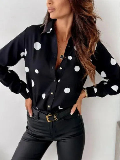 Blouse À Pois Avec Coupe Classique Pour Femme | Idéale Pour Toutes Les Saisons Et Les Occasions Quotidiennes
