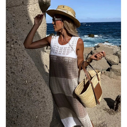 Robe Longue avec Détails en Crochet pour Femme | Idéale pour la Plage et les Événements d'Été