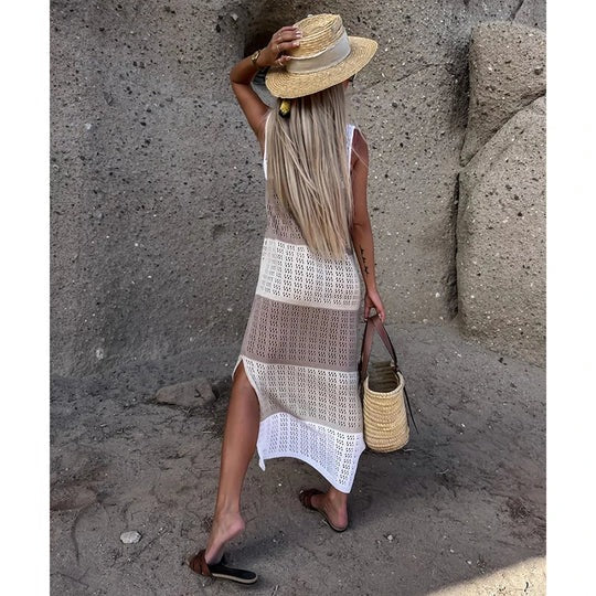 Robe Longue avec Détails en Crochet pour Femme | Idéale pour la Plage et les Événements d'Été