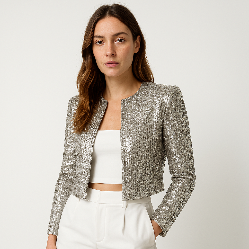 Veste Courte À Sequins Avec Coupe Ajustée Pour Femme | Idéale Pour Les Soirées Et Les Événements Festifs