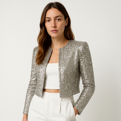 Veste Courte À Sequins Avec Coupe Ajustée Pour Femme | Idéale Pour Les Soirées Et Les Événements Festifs