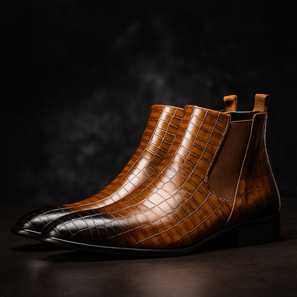 Chelsea boots à motif en relief avec élastiques latéraux pour homme | Idéales pour l'automne