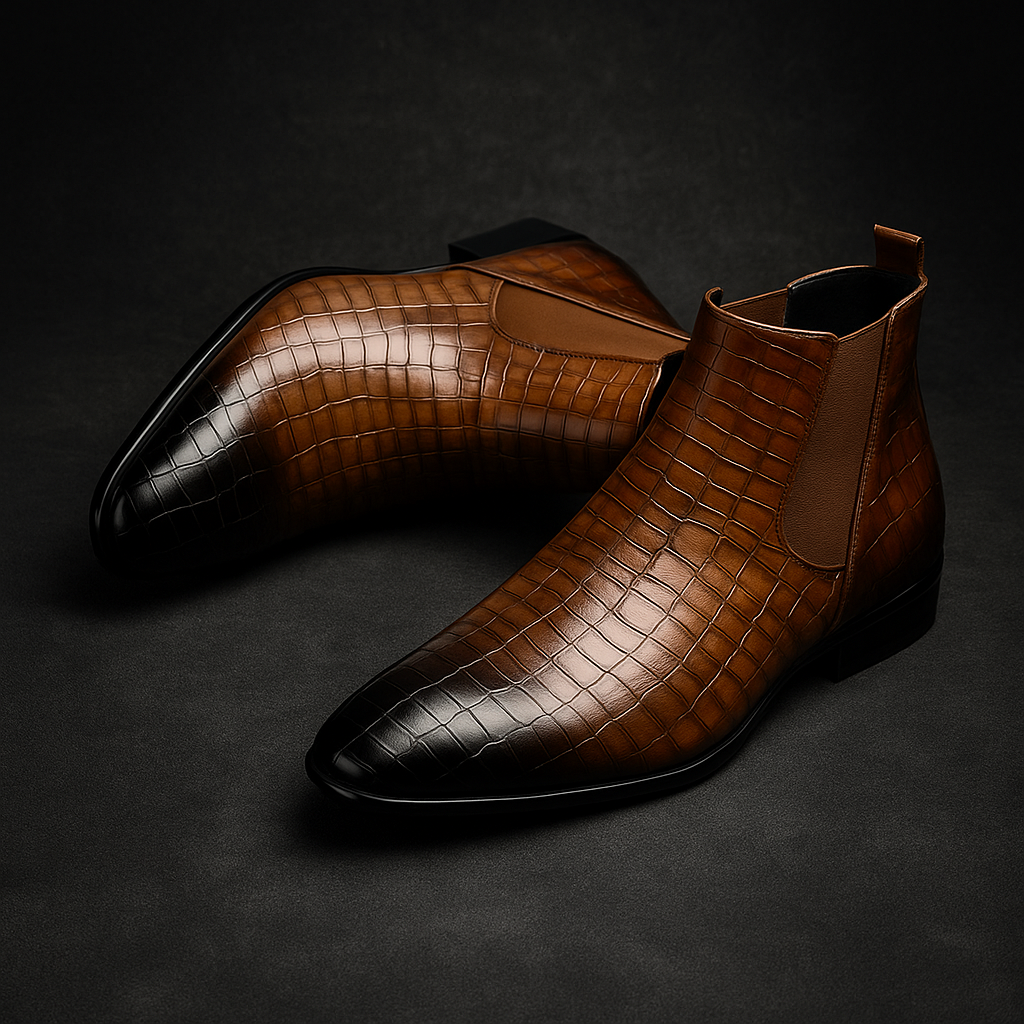 Chelsea boots à motif en relief avec élastiques latéraux pour homme | Idéales pour l'automne