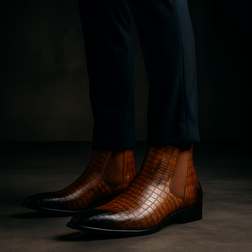 Chelsea boots à motif en relief avec élastiques latéraux pour homme | Idéales pour l'automne