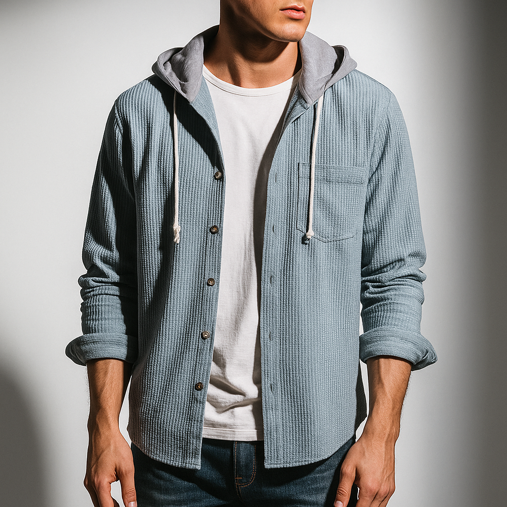 Chemise à capuche boutonnée pour hommes