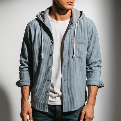 Chemise à capuche boutonnée pour hommes