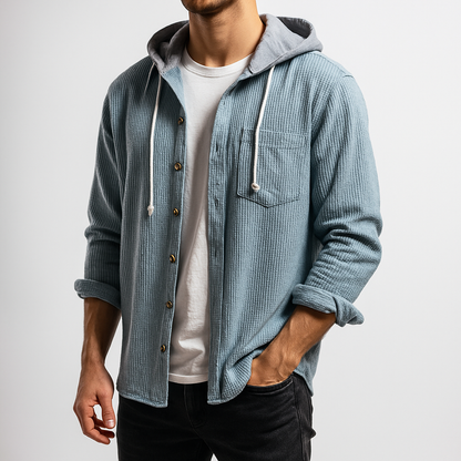 Chemise à capuche boutonnée pour hommes