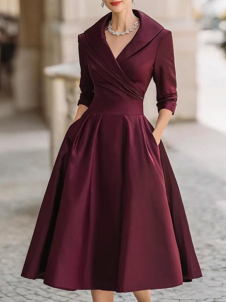 Robe Midi Avec Corsage Ajusté Et Jupe Évasée Pour Femme | Idéale Pour Les Soirées Et Événements
