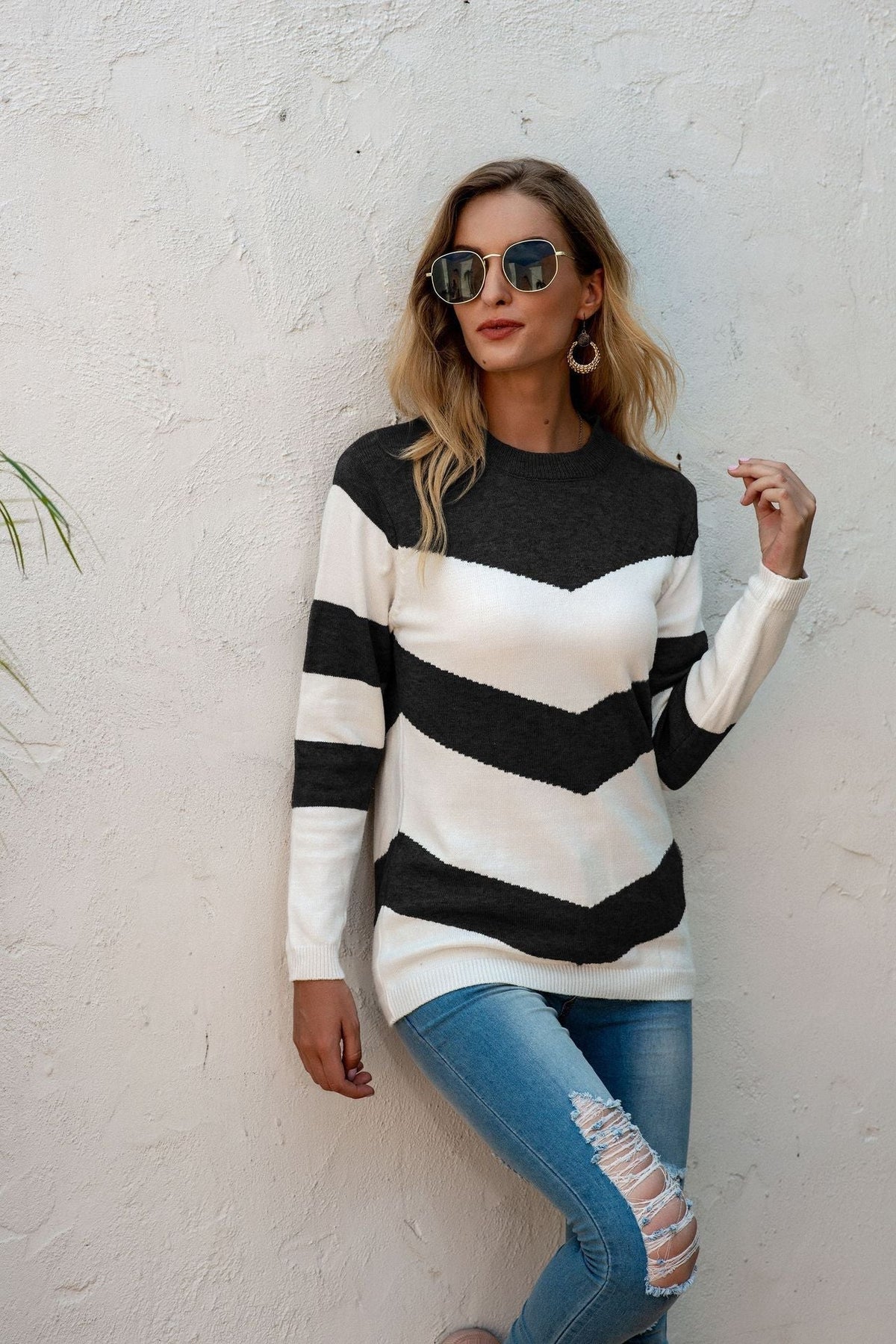 Pull En Maille Avec Motif Zigzag Pour Femmes | Idéal Pour Usage Quotidien