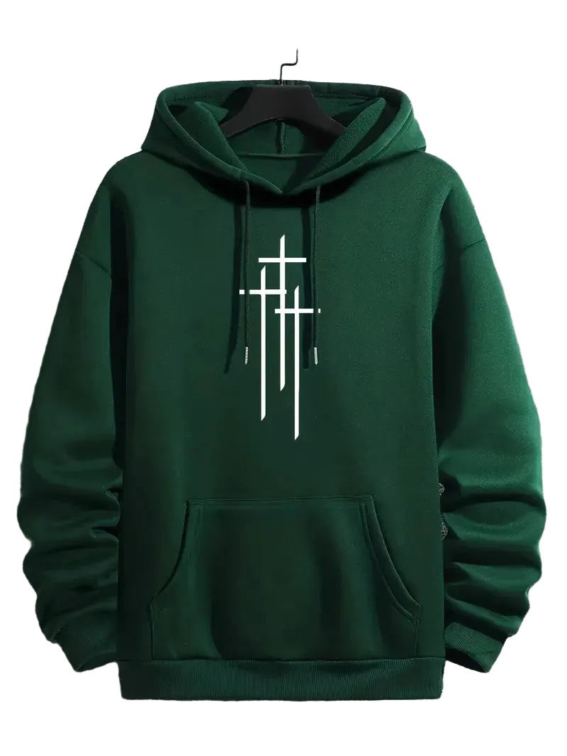 Hoodie à Capuche avec Motif Croix pour Hommes | Idéal pour les Activités de Loisirs