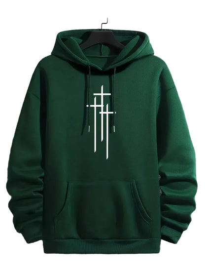 Hoodie à Capuche avec Motif Croix pour Hommes | Idéal pour les Activités de Loisirs