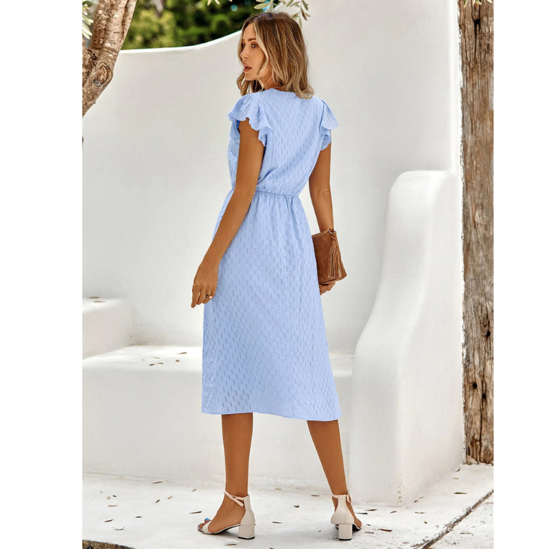 Robe D'Été À Manches Courtes Avec Volants Pour Femme | Idéale Pour Sorties Estivales Et Activités Quotidiennes