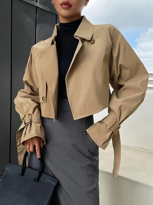 Trench-Coat Court avec Design Asymétrique pour Femme | Idéal pour le Printemps et l’Automne