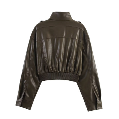Blouson bomber à col montant et poches à rabat pour femme | Idéal pour l'automne