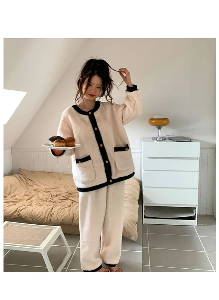 Ensemble Pyjama Deux Pièces À Manches Longues pour Femmes | Idéal pour L’Hiver Et Les Soirées À La Maison