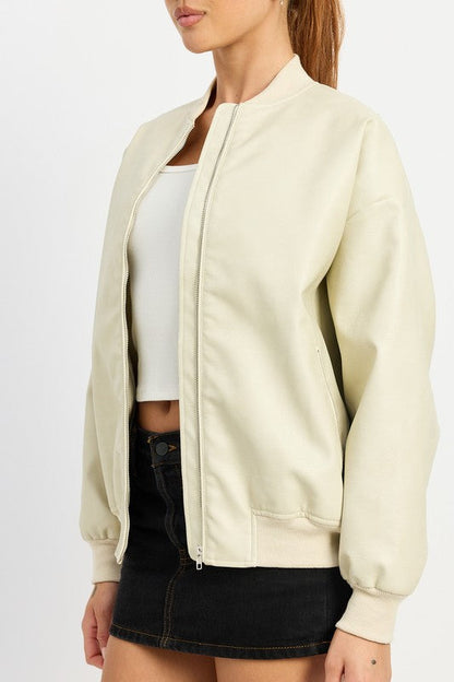Blouson Bomber Coupe Oversize avec Fermeture Zippée pour Femme | Idéal pour les Tenues Quotidiennes et les Sorties Urbaines