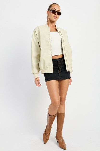 Blouson Bomber Coupe Oversize avec Fermeture Zippée pour Femme | Idéal pour les Tenues Quotidiennes et les Sorties Urbaines