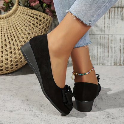Ballerines talon compensé avec nœud pour femmes
