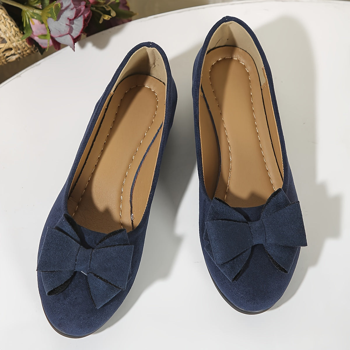 Ballerines talon compensé avec nœud pour femmes
