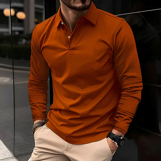 Polo À Col Classique avec Manches Longues pour Homme | Idéal pour Un Usage Quotidien